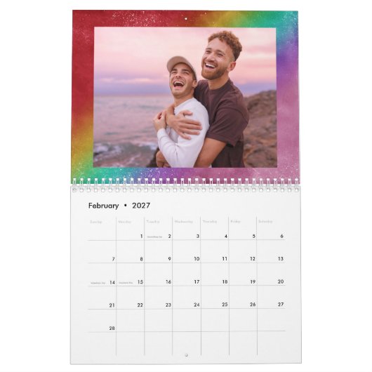 Regenboog Ombre Slingerlichten Eerste Jaar als Ech Kalender (Feb 2027)