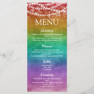 Regenboog Ombre Slingerlichten Huwelijk Homoparen Menu