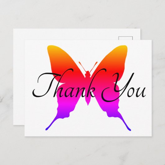 Regenboog Ombre Vlinder Silhouet Dank Je Briefkaart (Voorkant / Achterkant)