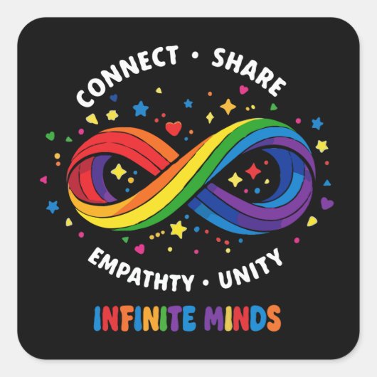 Regenboog Oneindigheid Neurodiversiteit Symbool - Vierkante Sticker (Voorkant)