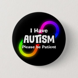 Regenboog Oneindigheidsknoop Autisme Bewustzijn   Ronde Button 5,7 Cm