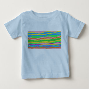 Regenboog ontwerp op blauwe top voor kinderen