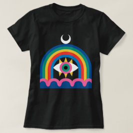 Regenboog Oog Halve Maan Kunst T-shirt