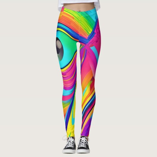 Regenboog Oog Wonder Kunst Leggings (Voorkant)