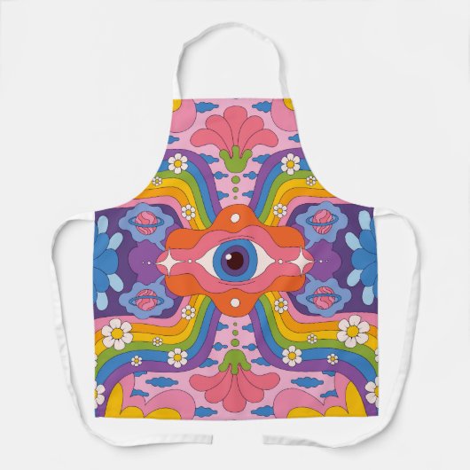 Regenboog oogbloesem schort (Voorkant)