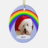 Regenboog op Blue Dog Memorial Kerstversiering Keramisch Ornament (Rechts)