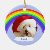 Regenboog op Blue Dog Memorial Kerstversiering Keramisch Ornament (Voorkant)