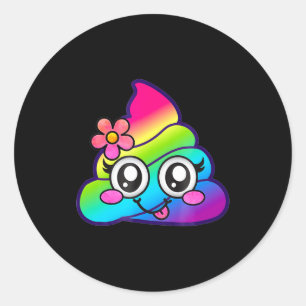 Regenboog Op Emoji Schattig Eenhoorn O Bloem Dom  Ronde Sticker