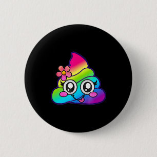 Regenboog Op Emoji Schattig Eenhoorn O Bloem Dwaas Ronde Button 5,7 Cm