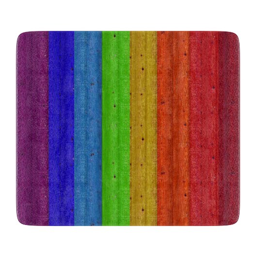 Regenboog op hout snijplank (Voorkant)