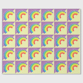 Regenboog op Paarse en Geel Cadeaupapier (Vlak)