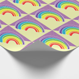 Regenboog op Paarse en Geel Cadeaupapier