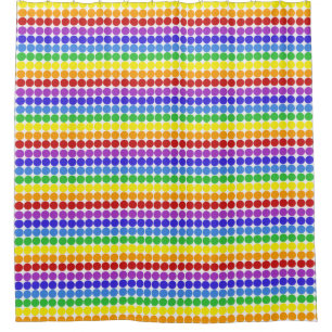 regenboog op witte Mid Century mod stippen kringen Douchegordijn