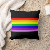 Regenboog op zwart kussen (Deken)