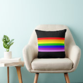 Regenboog op zwart kussen (Stoel)
