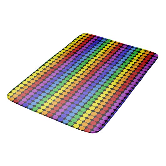 regenboog op zwarte Mid Century mod stippen kringe Badmat (Gekanteld)