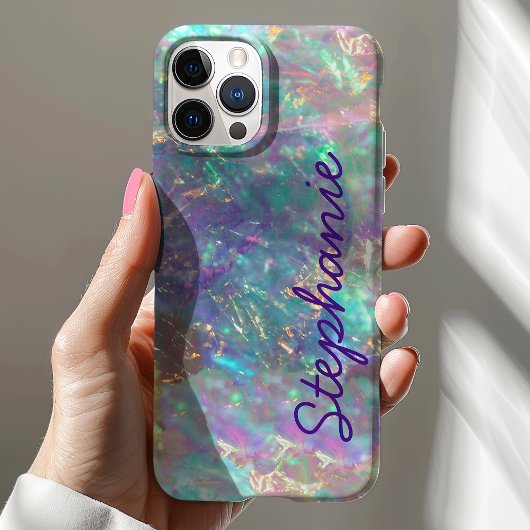 Regenboog Opal Edle Ste Iridescente Monogram Naam Case-Mate iPhone Case