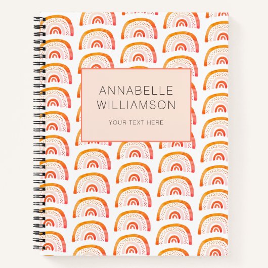Regenboog oranje boho notitieboek (Voorkant)