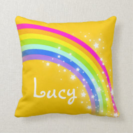regenboog oranje gele meisjes heten Lucy pillow Kussen