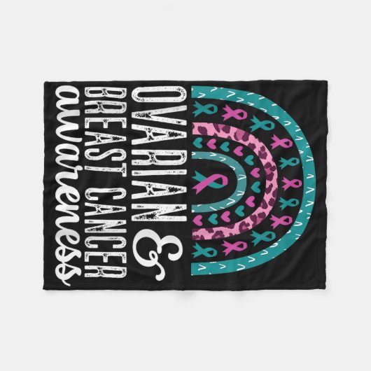 Regenboog ovarium en borstkanker bewustzijn roze T Fleece Deken (Voorkant (Horizontaal))