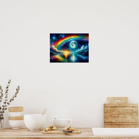 Regenboog over de maan poster (Keuken)