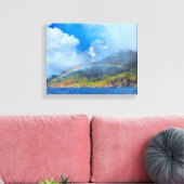 Regenboog over de Na Pali kust Kauai, Hawaï Canvas Afdruk (Insitu (Woonkamer))