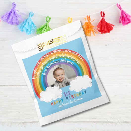 Regenboog over de wolken Baby's eerste verjaardag Bedankzakje