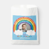 Regenboog over de wolken Baby's eerste verjaardag Bedankzakje (Voorkant)