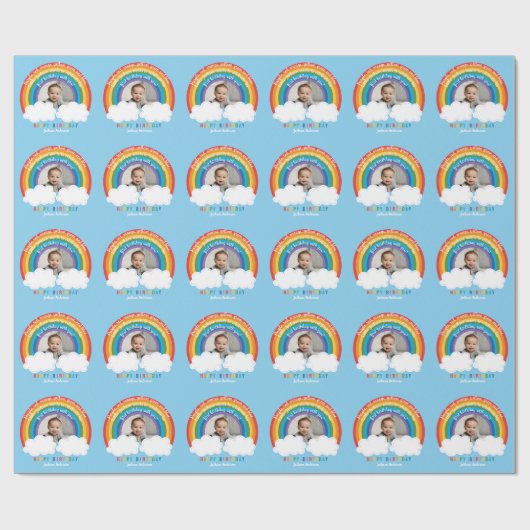 Regenboog over de wolken Baby's eerste verjaardag Cadeaupapier (Vlak)