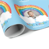 Regenboog over de wolken Baby's eerste verjaardag Cadeaupapier (Rol Hoek)