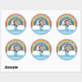 Regenboog over de wolken Baby's eerste verjaardag Ronde Sticker (Vel)