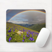 Regenboog over een bloeiende weide muismat (Met muis)