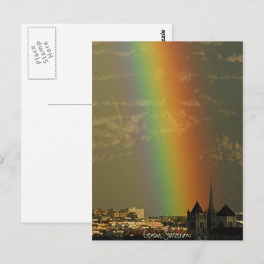 regenboog over Genève Briefkaart (Voorkant / Achterkant)