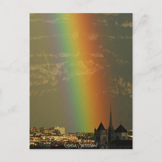 regenboog over Genève Briefkaart (Voorkant)