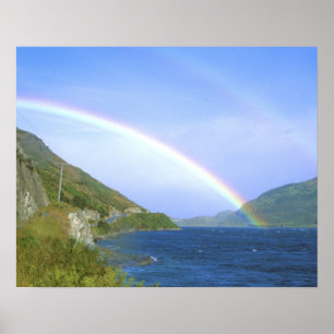 Regenboog over Hawea Lake, South Island, New Poster