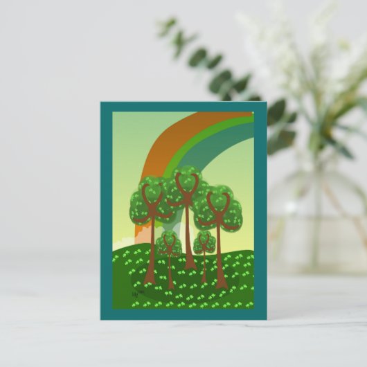 Regenboog over het Briefkaart van het Shamrock For (Staand voorkant)