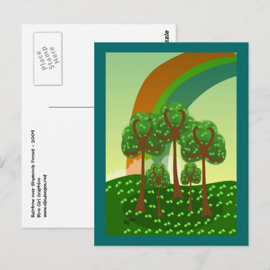 Regenboog over het Briefkaart van het Shamrock For (Voorkant / Achterkant)