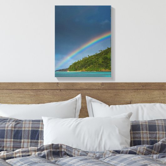 Regenboog over het eiland, Amerikaans-Samoa Canvas Afdruk (Insitu (Slaapkamer))