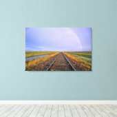 Regenboog over het spoor nabij Fairfield Canvas Afdruk (Insitu (Houten vloer))