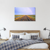 Regenboog over het spoor nabij Fairfield Canvas Afdruk (Insitu (Slaapkamer))