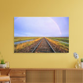 Regenboog over het spoor nabij Fairfield Canvas Afdruk (Insitu (Woonkamer))
