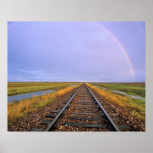 Regenboog over het spoor nabij Fairfield Poster