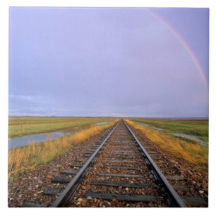 Regenboog over het spoor nabij Fairfield Tegeltje