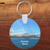 Regenboog over Honolulu, Hawaii Sleutelhanger (Voorkant)