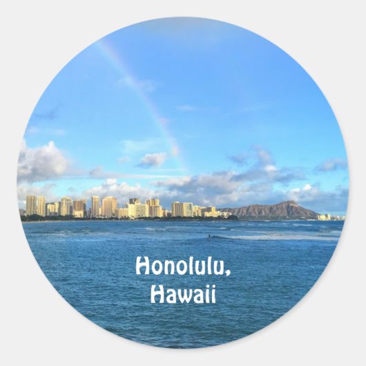 Regenboog over Honolulu, Hawaii Sticker (Voorkant)