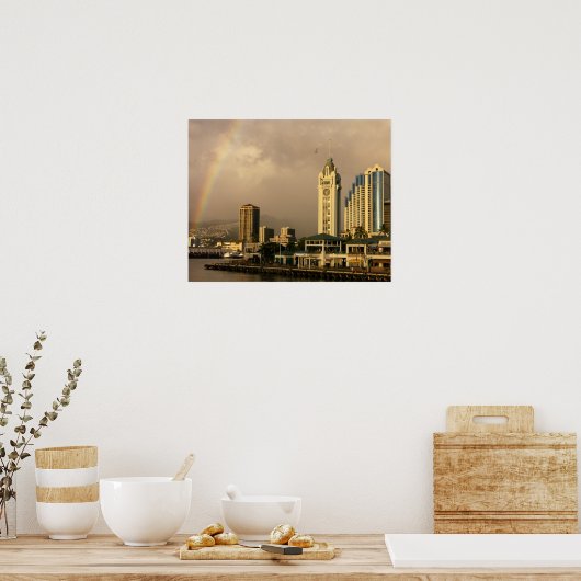 Regenboog over Honolulu, Hawaii, VS 2 Poster (Keuken)