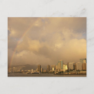 Regenboog over Honolulu, Hawaii, VS 3 Briefkaart