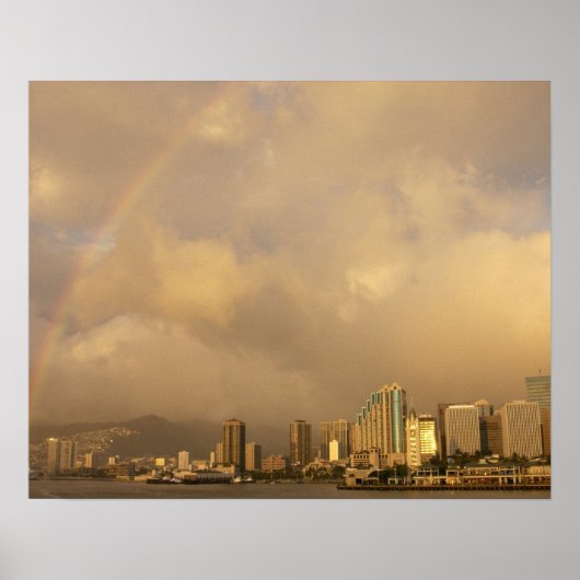 Regenboog over Honolulu, Hawaii, VS 3 Poster (Voorkant)