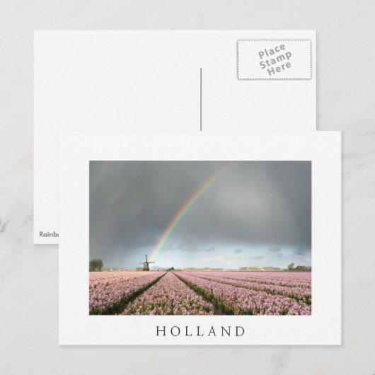 Regenboog over hyacinths en een windmolen in Neder Briefkaart (Voorkant / Achterkant)