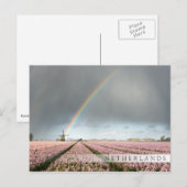 Regenboog over hyacinths en een windmolen in Neder Briefkaart (Voorkant / Achterkant)